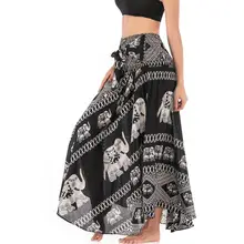 Новые сексуальные юбки женские длинные в стиле хиппи бохо цыганские геометрические печатные юбки эластичный Цветочный Пояс юбка Falda BB4