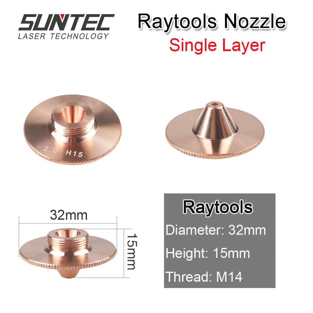 Suntec лазерный сопло однослойный/двухслойный s Dia.32mm Калибр 1,0-3,0 мм fo Raytools лазерный BT240S/BM114/BT260 резак 20шт