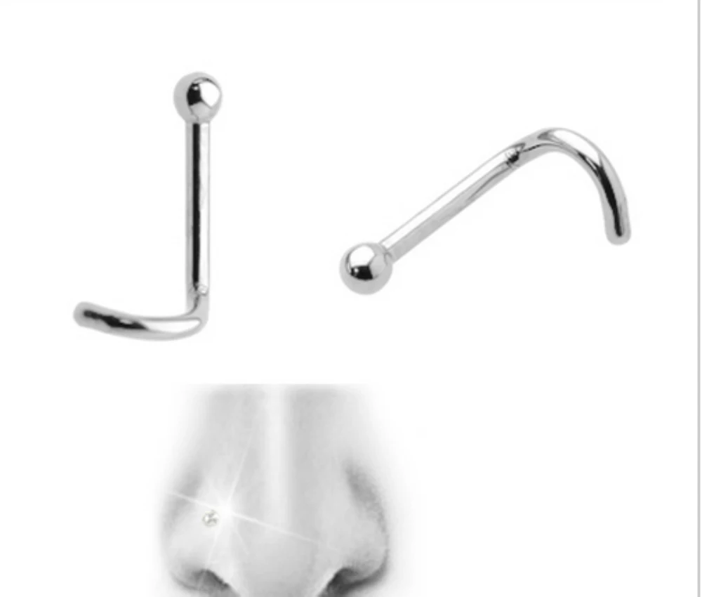 100pcsNoseStudScrewSurgicalSteelNoseCartilageRingStudNose