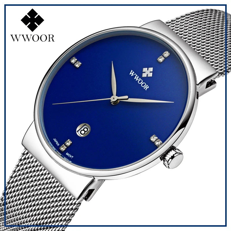 Reloj Masculino WWOOR 2017 модные мужские часы из нержавеющей стали Роскошные Кварцевые