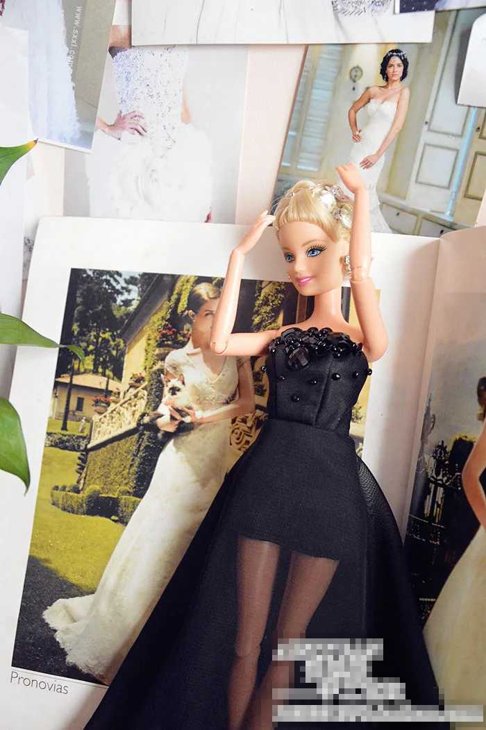 Автономный дизайн ручной работы черное платье кукла аксессуары вечернее свадебное платье одежда для BB кукла BBI263
