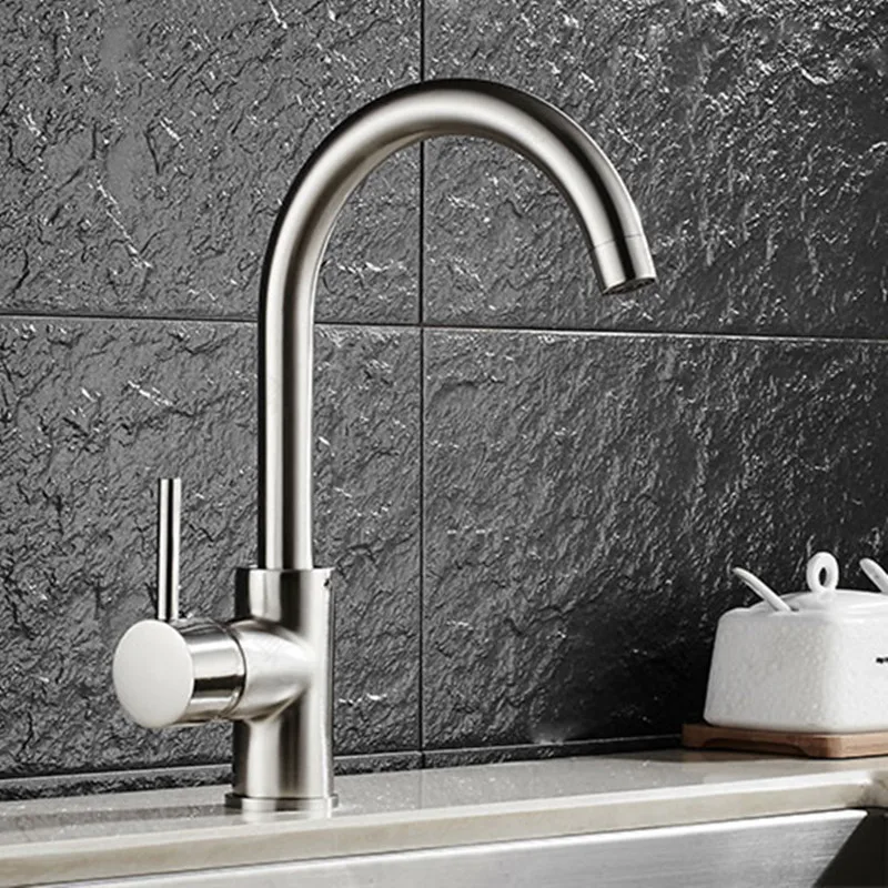 Free shipping Luxury Brushed kitchen sink faucet with single handle