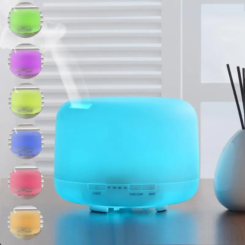 

500ml Aromatherapy Essential Oil Diffuser Ultrasonic Air Humidifier 2 Levels Adjustable Mist Maker with 7 Colors LED Night Light