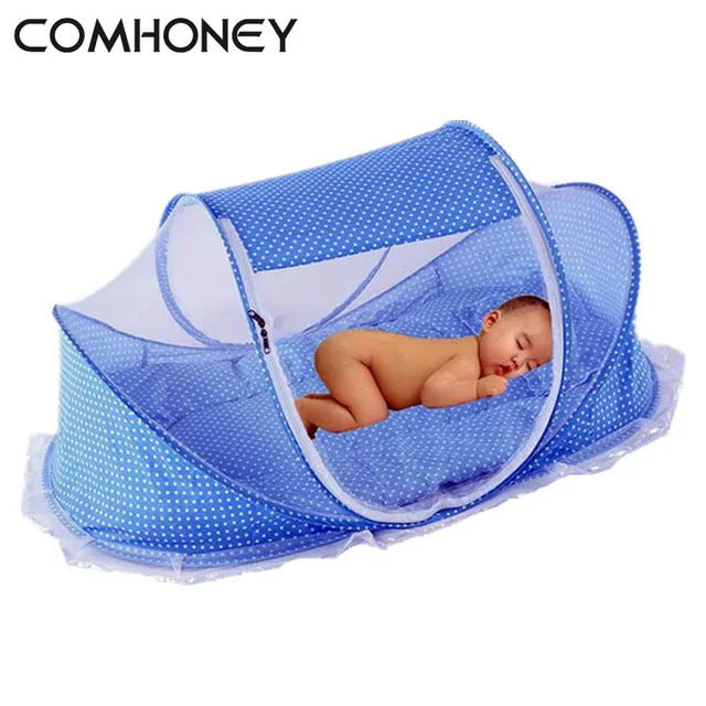 Foldable Newborn Baby Cribs Baby Bed With Pillow Mat Portable Folding Crib With Netting Infant