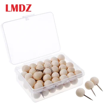 

LMDZ 60Pcs Round Wooden Thumbtack Creative Decorative Drawing Push Pins Wood Head Wood Push Pin Map Thumb Tacks With Plastic Box
