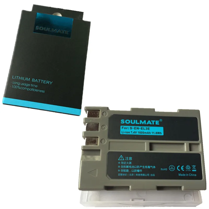 

SOULMATE EN-EL3E lithium batteries pack EL3e Digital Camera Battery EL3e For Nikon ENEL3E EN EL3E D30 D50 D70 D90 D70S D300