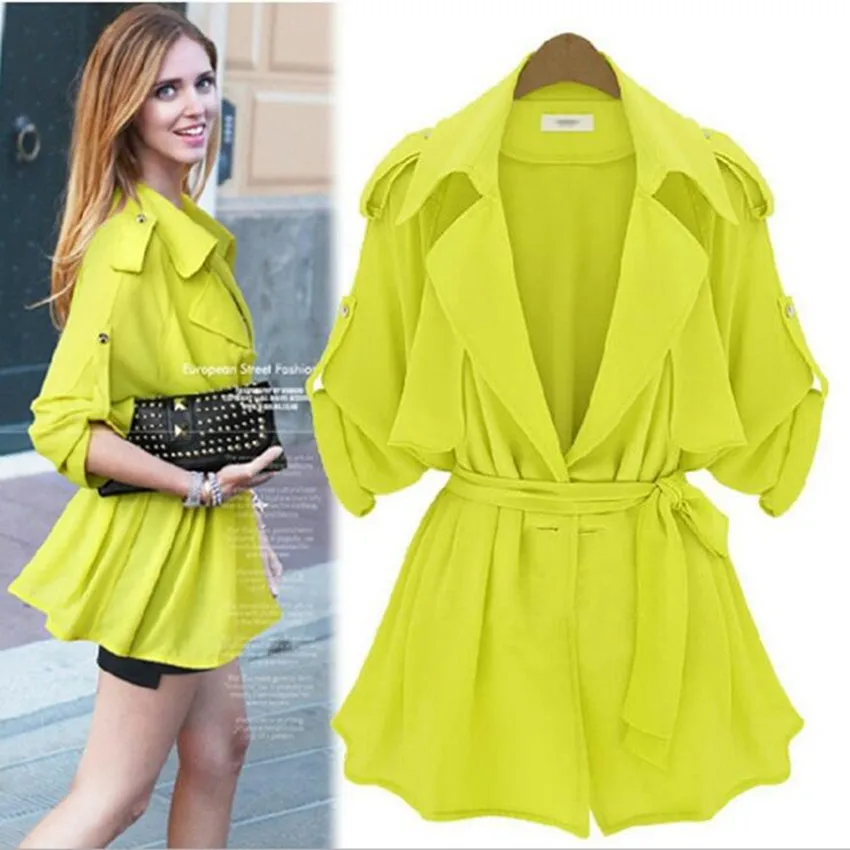 Casual Spring Summer Jacket Women Casacos Top Quality Jacket Ladies Adjustable Bat Sleeve Loose Pumping Thin