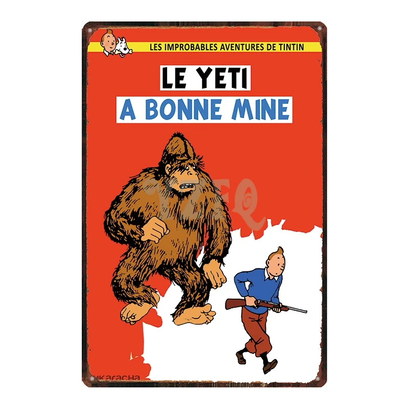 Tintin мультфильм Mteal дощечка с надписью Металл Винтаж кафе домашнее искусство детская комната Настенный декор уникальный подарок куадро DU-2524B