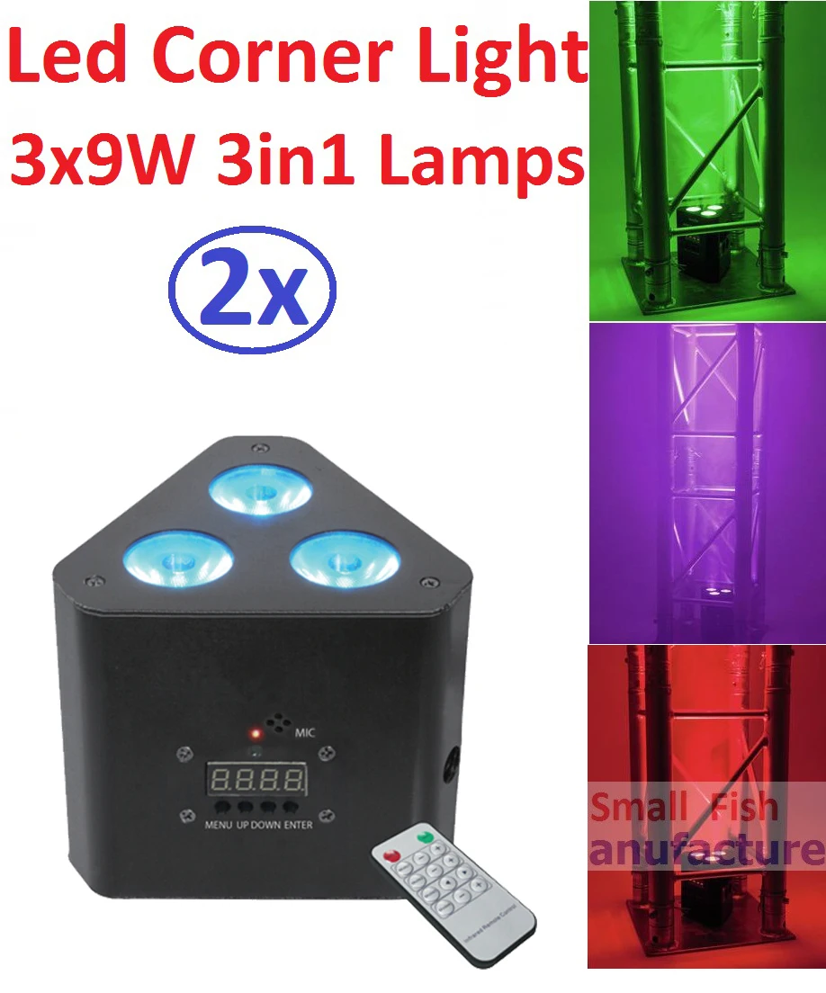 

Par Led RGB 3X9W 3IN1 LED Led Corner Light DMX 512 Controller LED Flat Par Light IR Remote Control Led Stage Light Party Laser