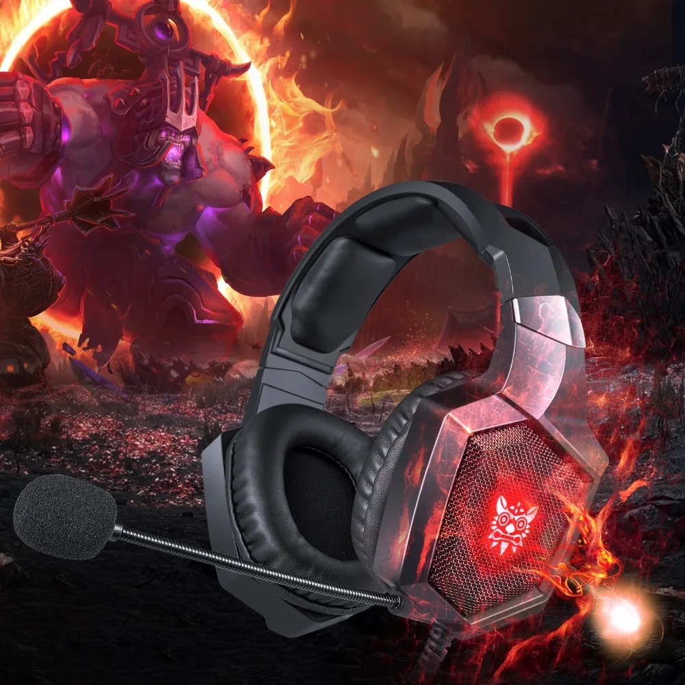 ONIKUMA K8 Gaming Headset PS4 наушники для геймеров ПК стерео с микрофоном светодиодный свет