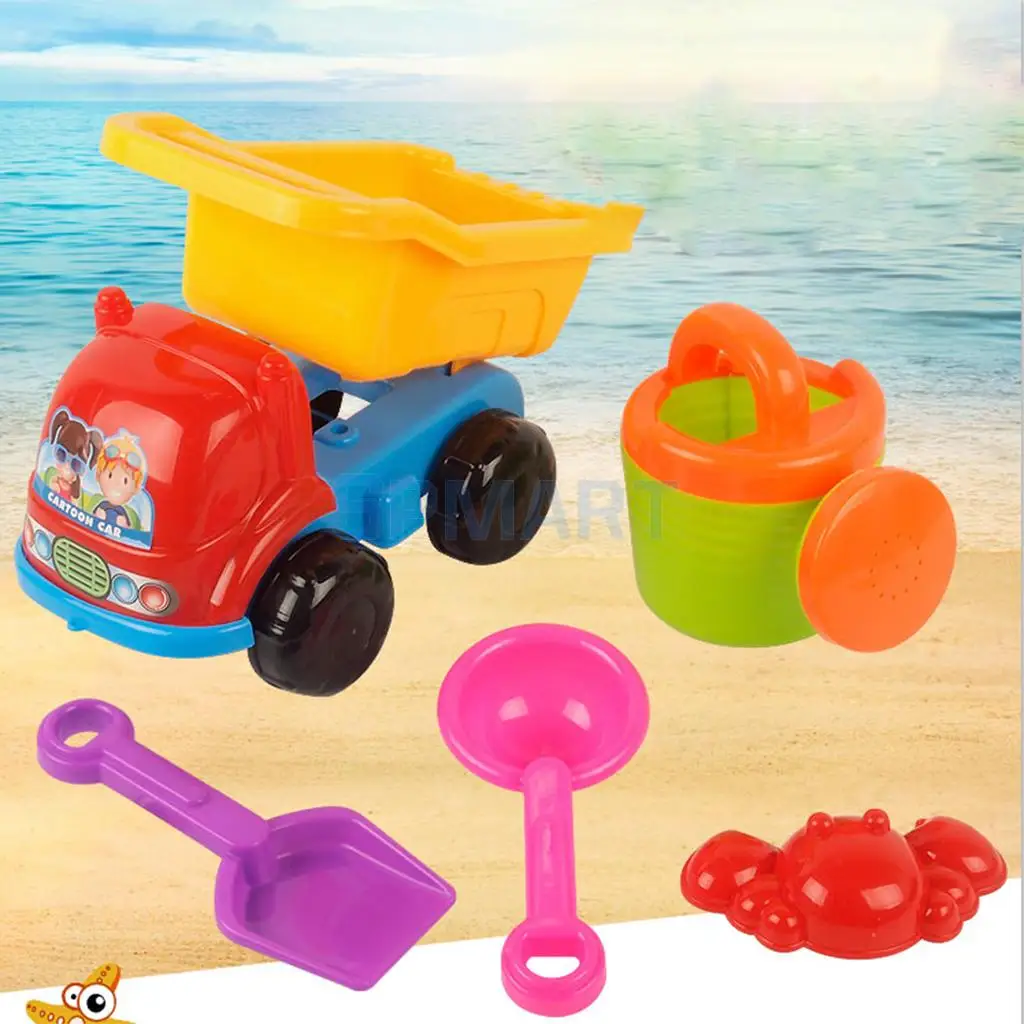 5 Pieces Kids Beach Sand Toys Set Sandbox Toys with Car ...