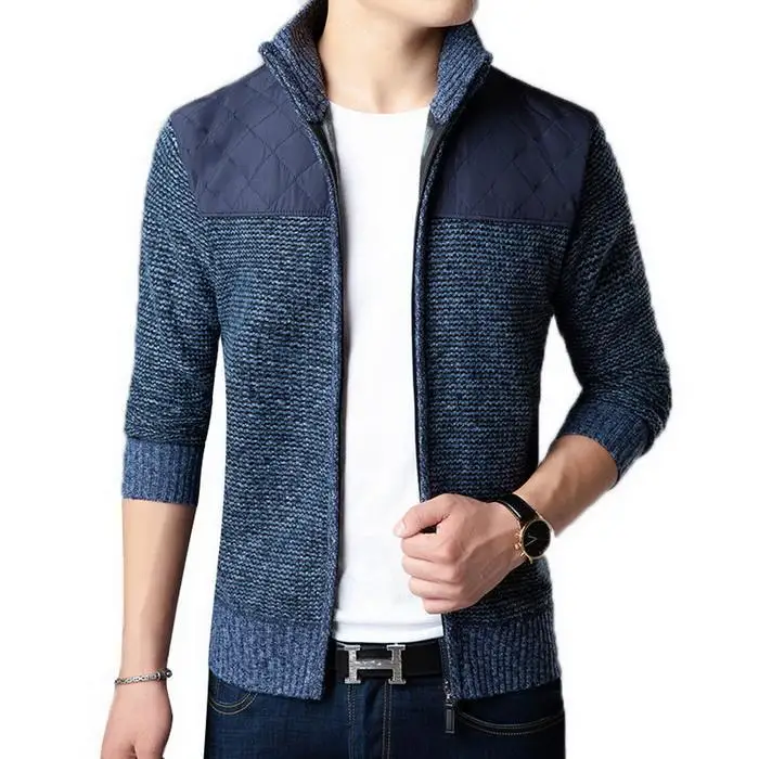 Stand Sleeve Cardigan Sweater Collar Jacket Winter Autumn Contrast Long Men Casual Slim Patchwork Zipper Color Stand Sleeve Cardigan Sweater Collar Jacket Winter Autumn Contrast Long Men Casual Slim Patchwork Zipper Color
