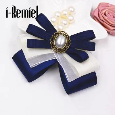 

Korean bowknot brooch collar collar flowers men and women bow tie college wind retro cloth corsage