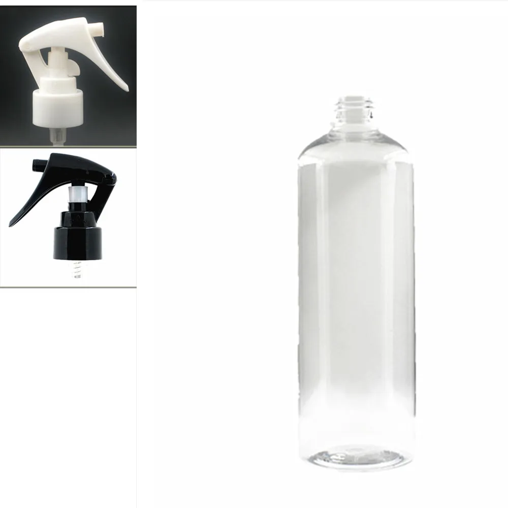 

500ml empty round Plastic Bottles, clear PET bottle with white/black trigger sprayers