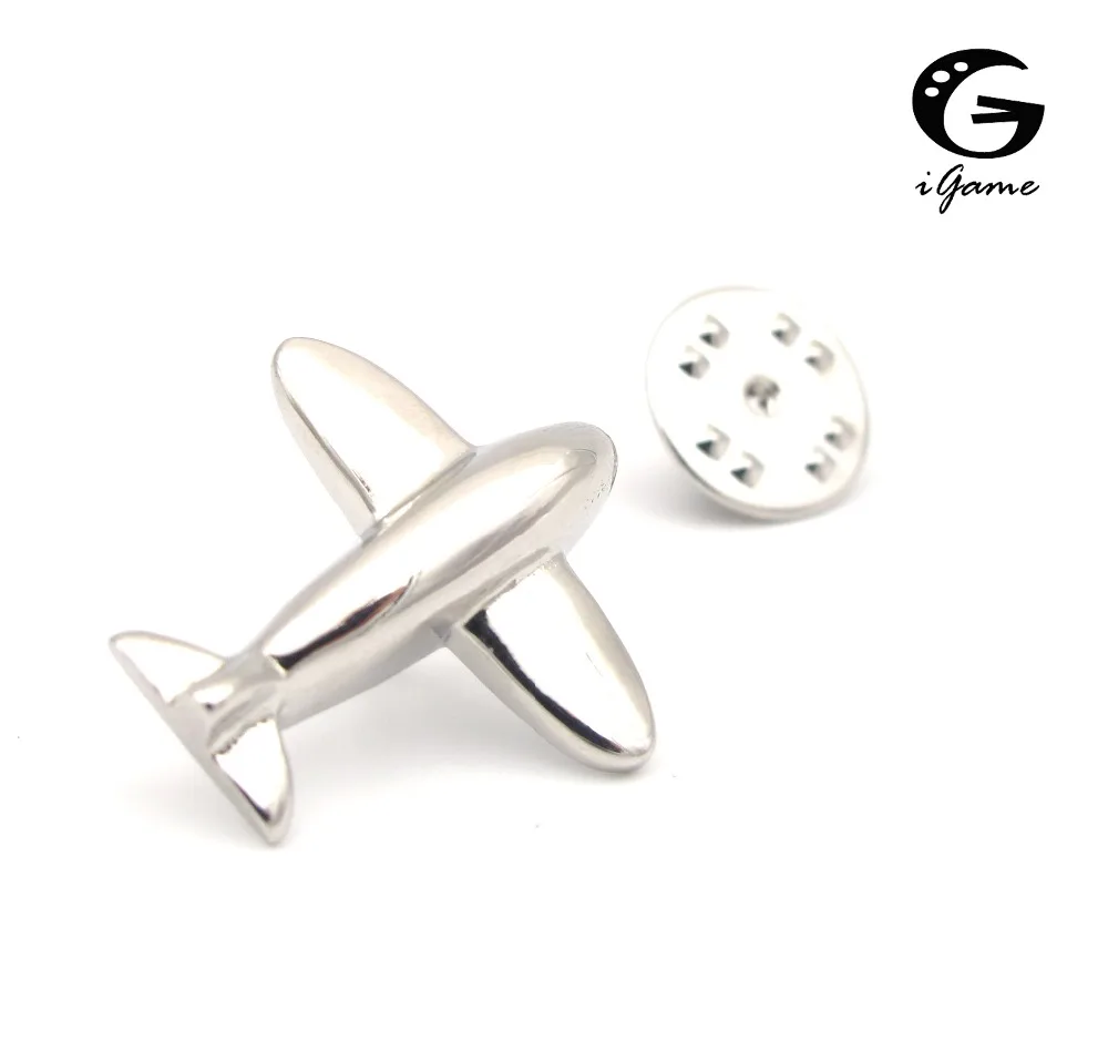 

iGame Men's Fashion Pin Silver Color Hotsale Plane Design Copper Material Suit Pin Free Shipping