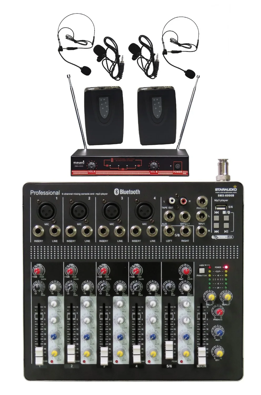 STARAUDIO Professional DJ Stage Club 6 Channel USB Bluetooth Mixer