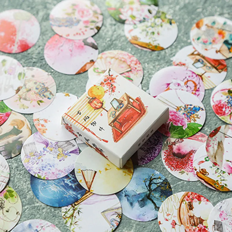 

40 pcs/box Chinese style Washi Sticker Cute Adhesive Journal DIY Stickers Diary Label Scrapbooking Sealing sticker School Supply