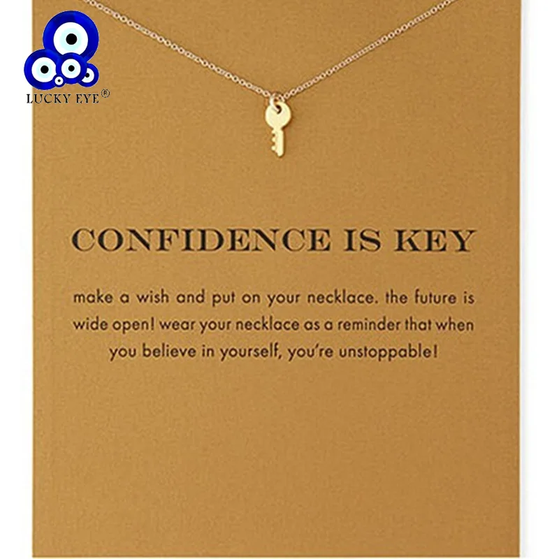 Lucky Eye Key Necklace Link Chain Clavicle Chains Statement Women Jewelry With Card Wish LE80 | Украшения и аксессуары