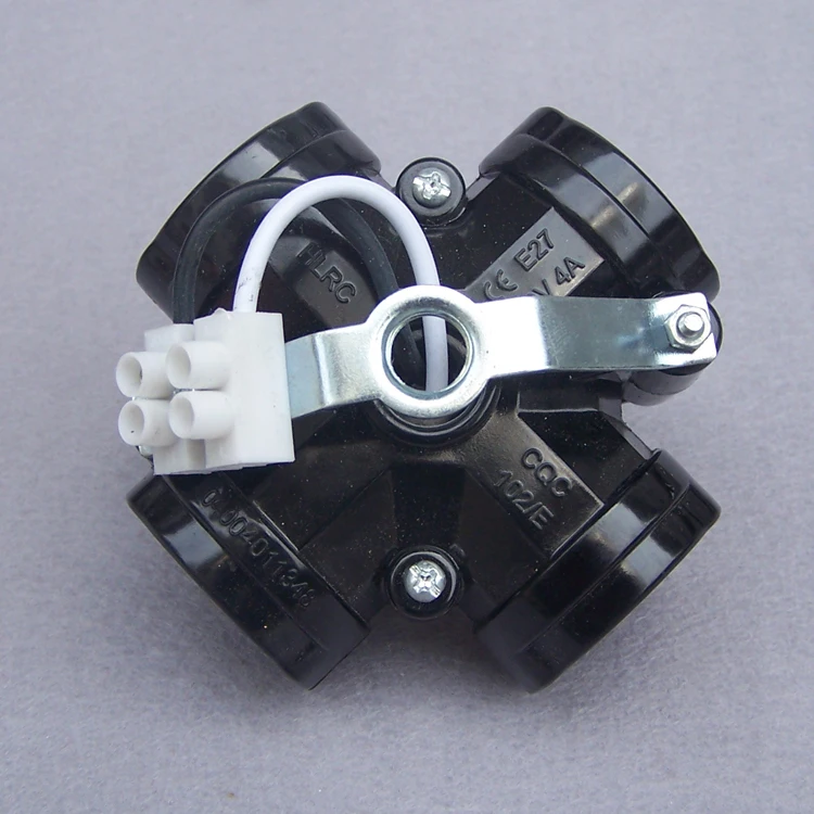 

3 pcs High-quality 4 in 1 black Bakelite E27 lamp quad lamp lamps lighting accessories wholesale M10 screw caps