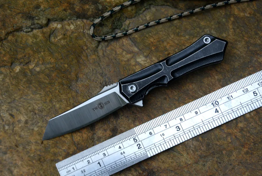 Pаспродажа Новые KC TS41 TwoSun мини складной Ножи M390 лезвие черный крест Stonewashed Титан ручка с зажимом карманные ножи Флиппер открытым