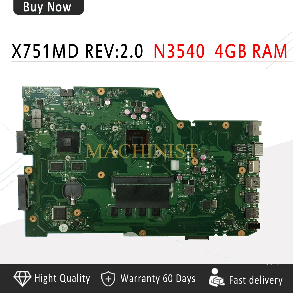Материнская плата для ноутбука X751MD N3540 ASUS K751M K751MA X751MA R752M R752MA REV 2 0 материнская 4 Гб