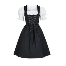 Платье из 3 предметов, фартук-блузка, размер 34-46, черные платья в стиле Лолиты с передним ремнем и бантом на спине, Октоберфест платье, Баварская Косплей