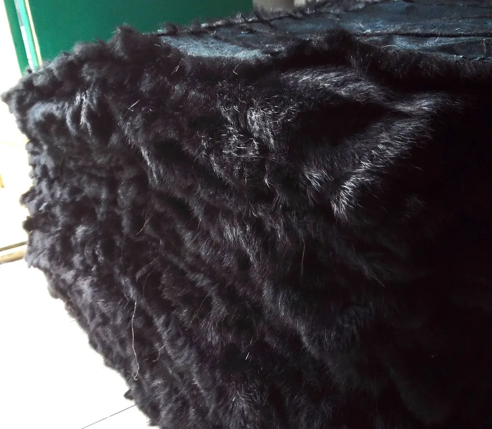 Black rabbut fur rugs dyed rabbit fur blanket real Rabbit skin fur plate (2)