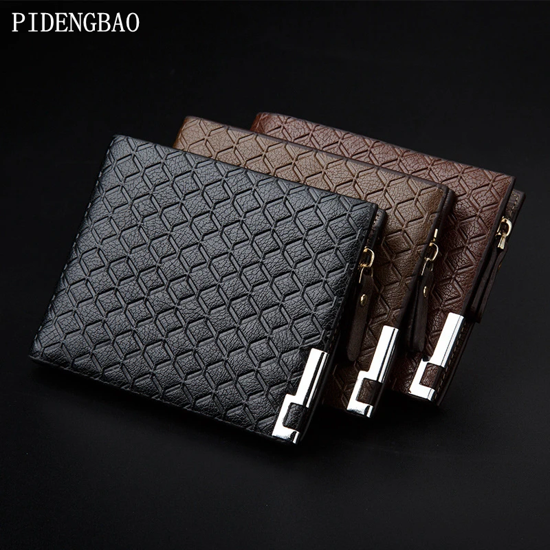 PIDENGBAO Wallets Quality Pu Stripe Soft fine Design Purse Men Brand