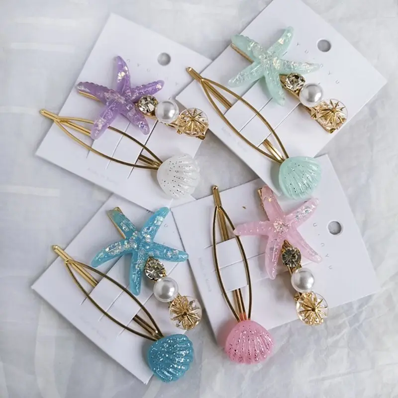 

1 Set New Fashion Starfish Shell Set Hairpins Girls Popular Version Hair Clip Side Hairpin Jewelry