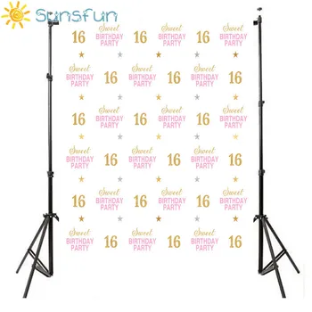 

Sunsfun Sweet 16 Party Decoration Photo Booth Backdrop Customized Name Kids Princess Girl Birthday Photography Background