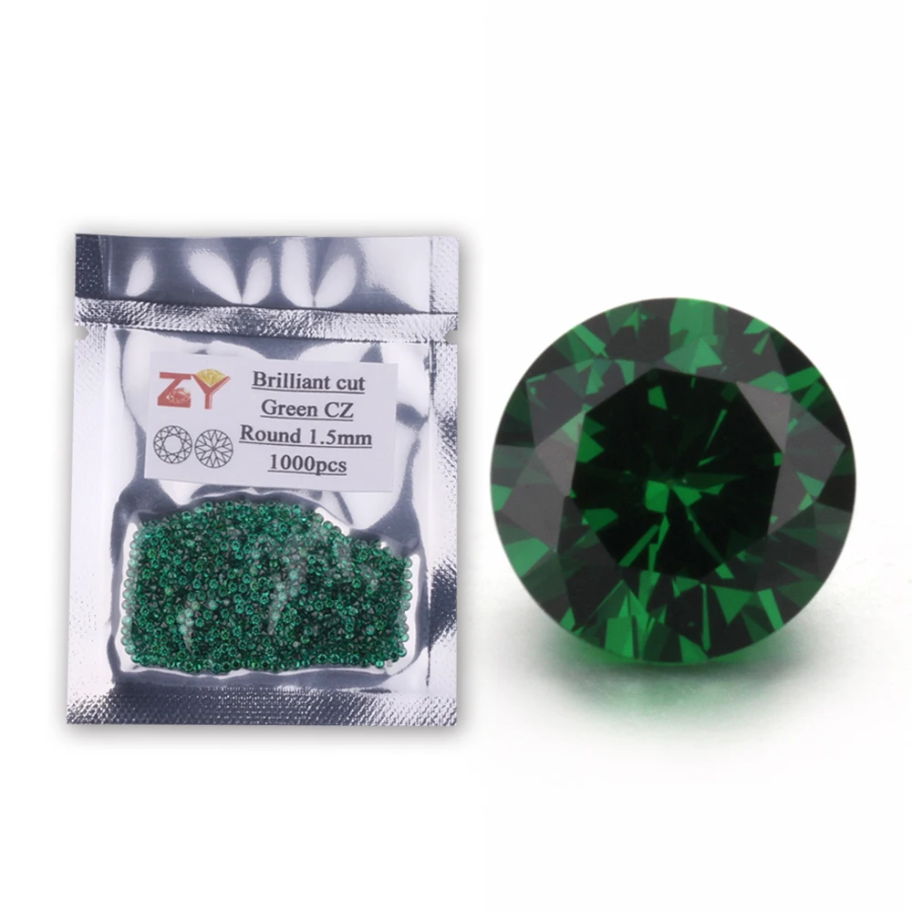 

1000pcs Free Shipping 0.8-3.0mm 5A Green Cubic Zirconia Stone Round Brilliant Cut CZ Stone Synthetic Gems For Jewelry