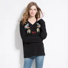 New 2017 High Women Ladies Cute Autumn Winter Luxury embroidery Kingfisher Loved Casual Sweaters Pullover High quality #E172