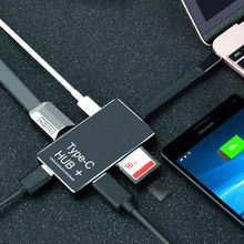 10 шт./лот 6 Порты и разъёмы USB 3,1 Тип C до 4 K HDMI адаптер+ SD/Micro SD кард-ридер+ USB 3,0 Тип док-станция с USB Hub адаптер для Macbook