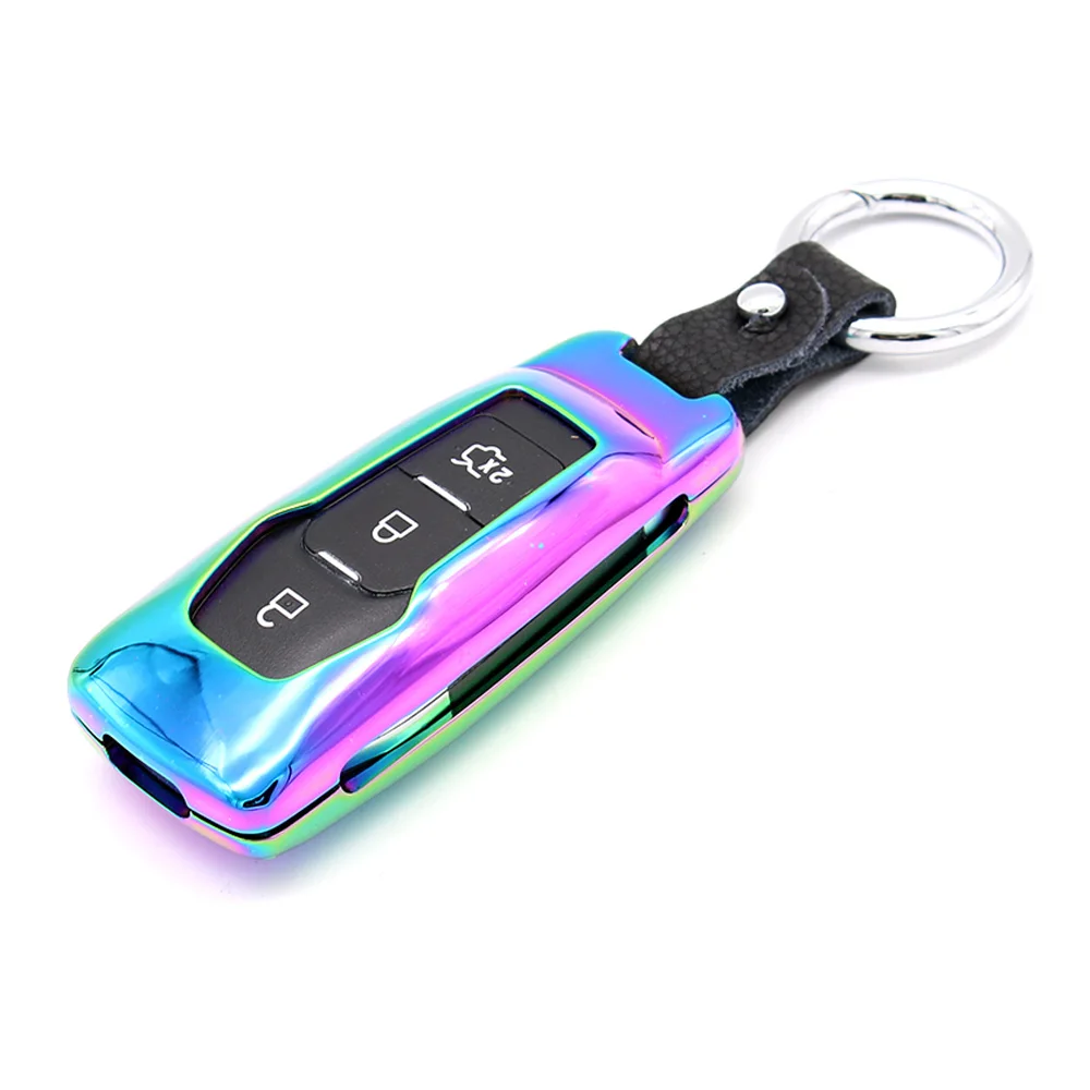 Чехол для ключей из цинкового сплава для Ford EDGE EXPLORER Fusion Mustang Mondeo умный чехол для ключа с дистанционным управлением рамка сумка для ключей - Название цвета: Multicolor
