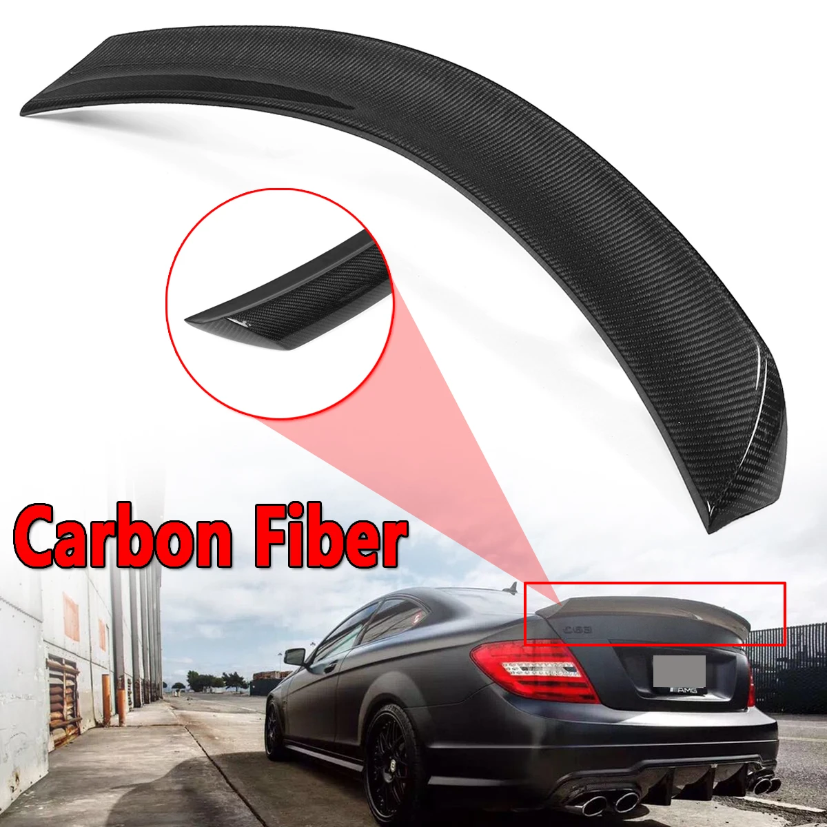 

New Rear Trunk Boot Spoiler Wings Carbon Fiber Trunk Spoiler Lid For Mercedes For Benz 2011-15 W204 C250 C300 2Door Model