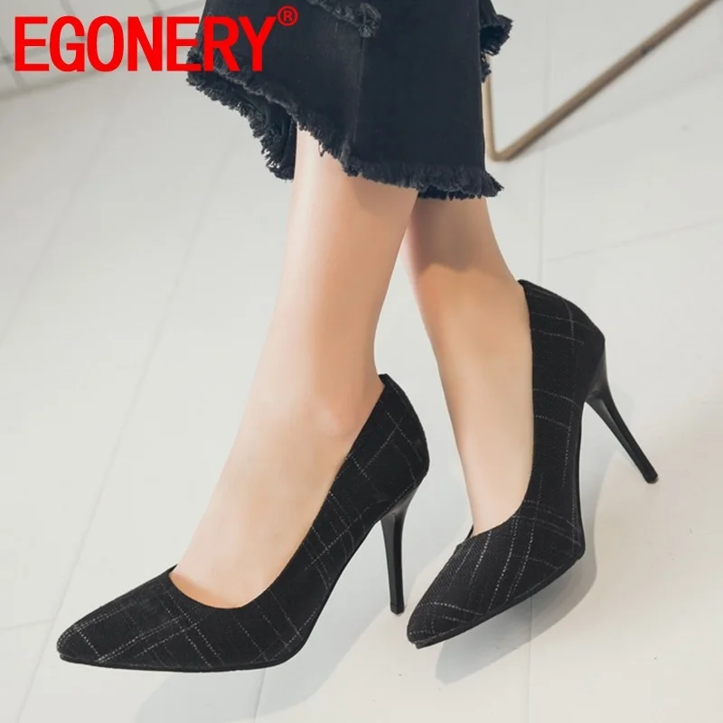 

EGONERY hot sale woman shoes spring new fashion sexy super high heels shallow party woman pumps outdoor elegant plus size shoes