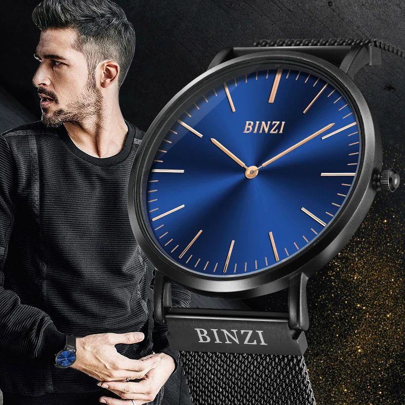 

Men Watches Top Luxury Brand Gold Stainless Steel Mesh Men Wrist Watch Quartz Blue Male Watch Relogio Masculino 2018 Clock Xfcs