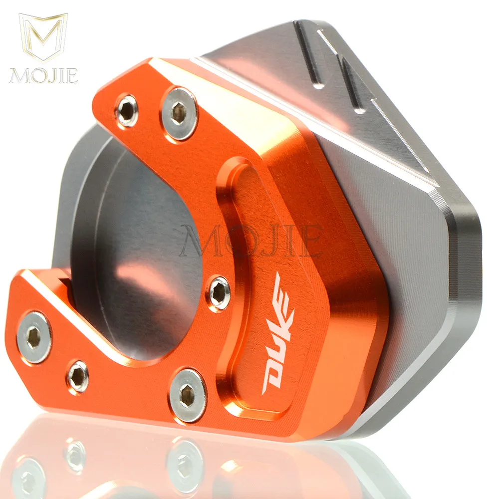 Для KTM 125 690 390 200 Duke Kickstand ножная сторона мотоцикла боковой стенд Pad увеличитель пластина Kickstand ЧПУ алюминиевая ножная пластина база - Цвет: Gray Orange DUKE