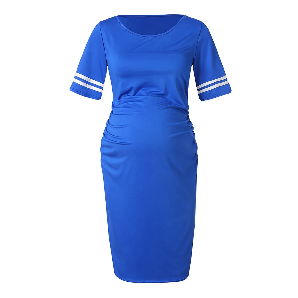 Для женщин Одежда для кормящих матерей, платья для фотосессий облегающее платье с рюшами сбоку платье Повседневное крой, подходит для ежедневного ношения ropa de mujer; большие размеры - Цвет: Синий