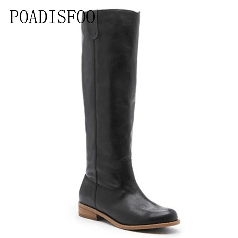 

POADISFOO Large Size women's Boots PU Sleeve High Boots Low With Martin women's Boots Whis Factory Generation.XJ-1616