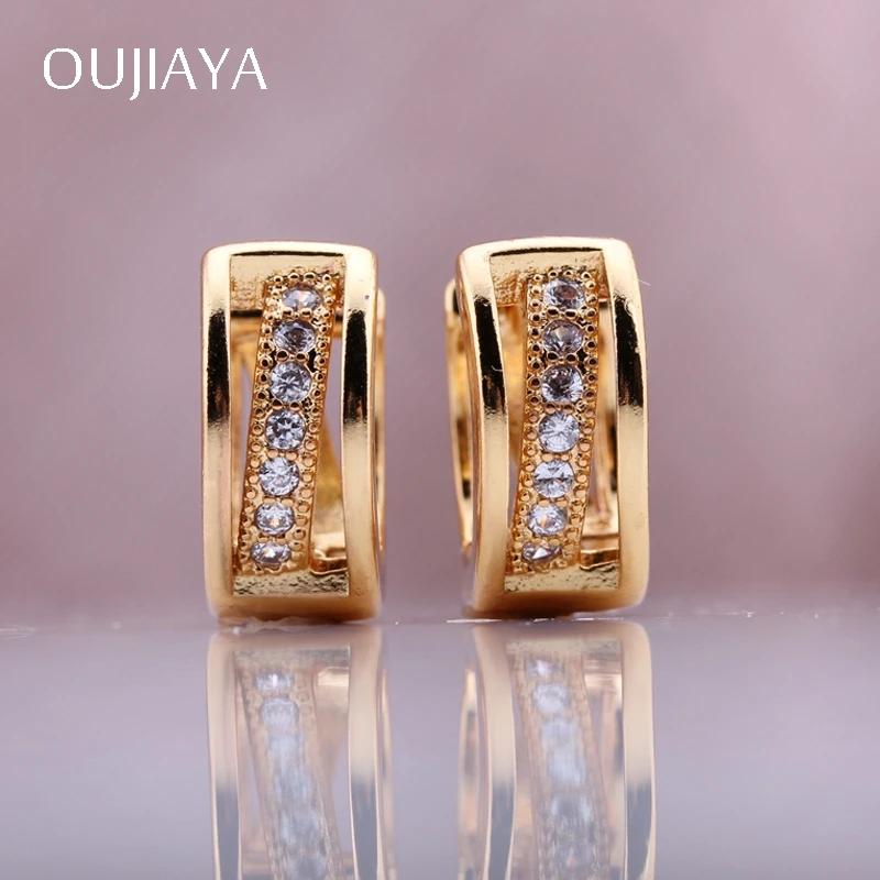 Серьги-подвески OUJIAYA серьги из розового золота с инкрустацией натурального