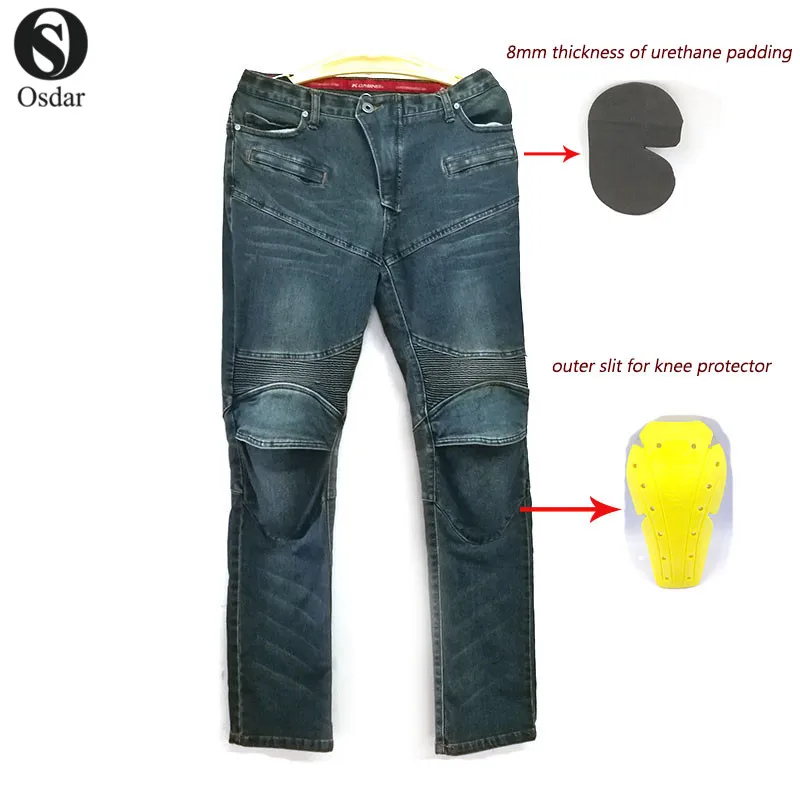 Windproof Motorcycle Racing Jeans Casual Pants Men's Motorbike Motocross Off-Road Knee Protective Moto Jeans Trousers