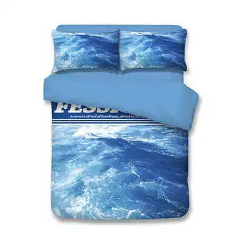 

3D Sea Waves Spray Scenery print bedding set comforters duvet covers Twin full queen king 3-4pc Children's Adults Bed Blue Color