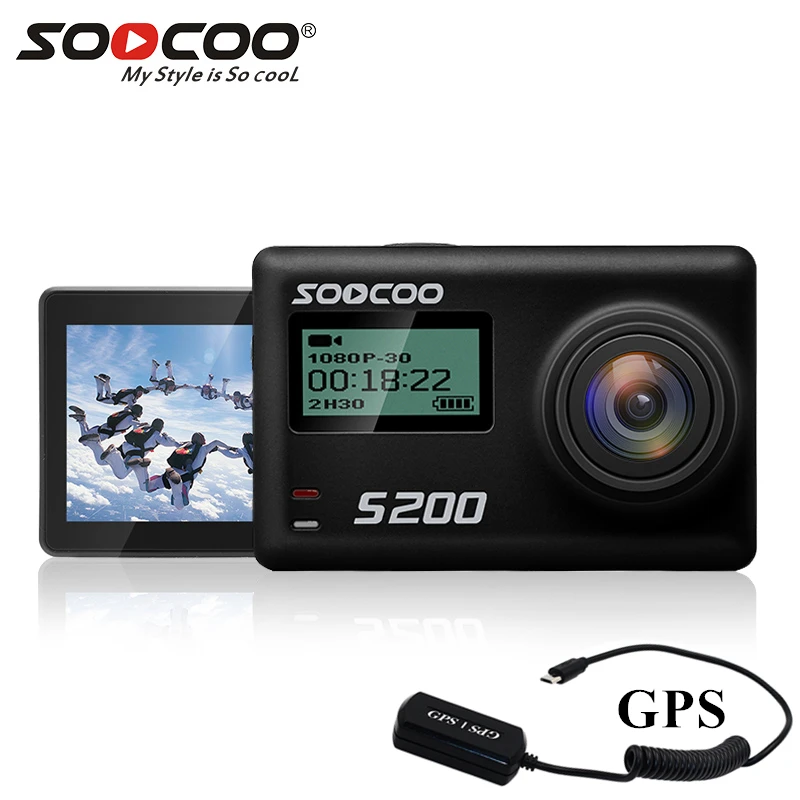 Спортивная Экшн камера Soocoo S200 4k чехол GPS микрофон дистанционное управление