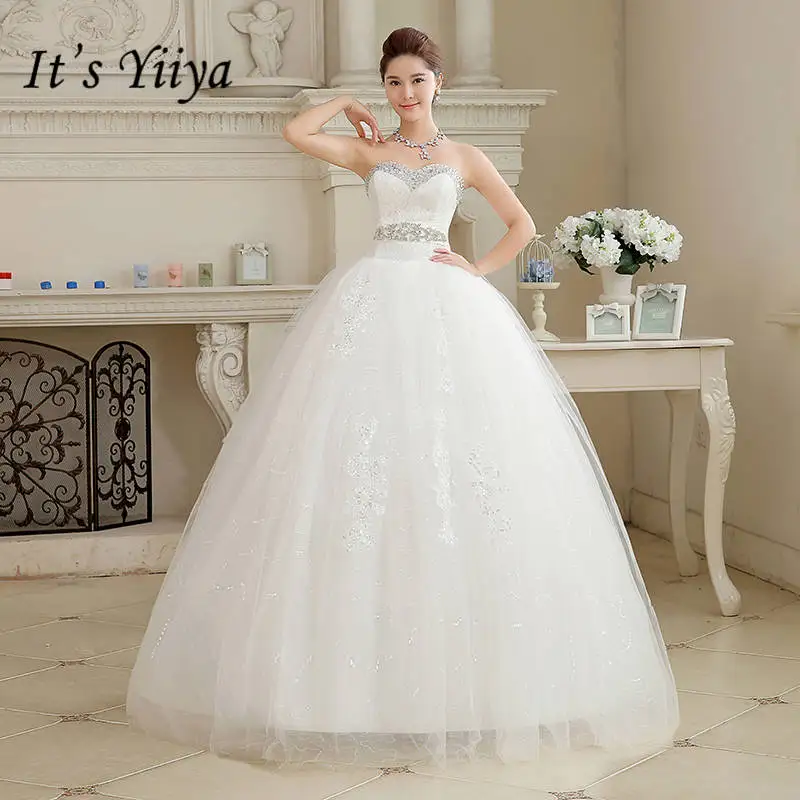 Новое поступление настоящая фотография плюс размер кружева блёстки Свадебные платья дешевые белые без бретелек невесты платья Vestidos De Novia HS107