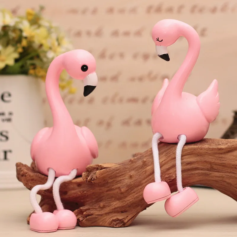 

2Pcs Cartoon Flamingo Resin Crafts Kids Women Home Figurines Miniatures Deccor Ornaments Valentine's Birthday Wedding Gifts
