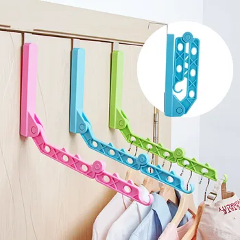 

Foldable clothes hanger door hanging rack with 6 holes Retractable drying storage rack organizer bathroom accessories