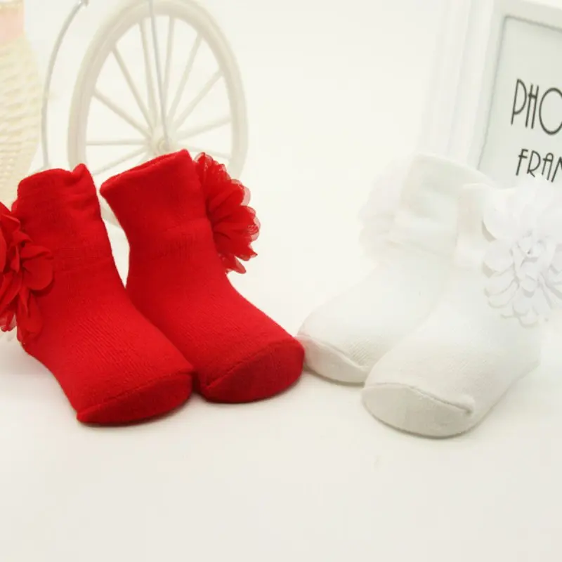 

Kids Girls Cotton Socks Flowers Anti Slip Ankle Socks Baby Shoes Boot