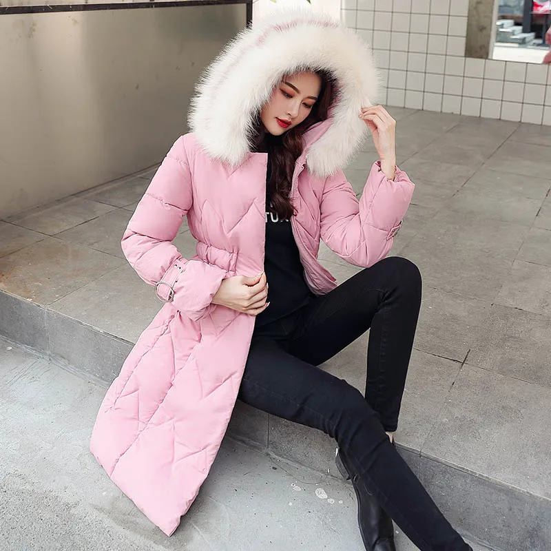 Winter parkas jackets new women's coats elegant fashion fur collar hooded thick long jacket winter snow coat parkas jackets