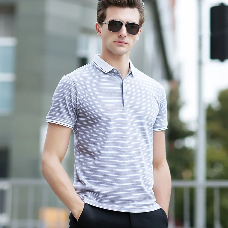 2018 New Brand Business Office Striped Polo Shirt Men Clothing Solid ...